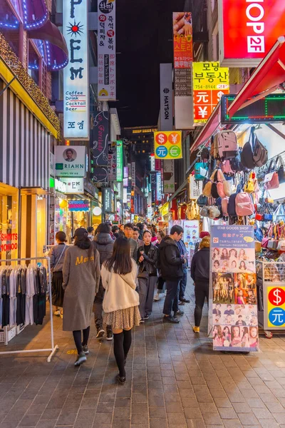 Seoul Coreia Novembro 2019 Vida Noturna Uma Rua Seul República — Fotografia de Stock