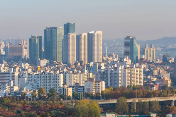 Seoul Coreia Novembro 2019 Vista Aérea Pôr Sol Edifícios Residenciais — Fotografia de Stock