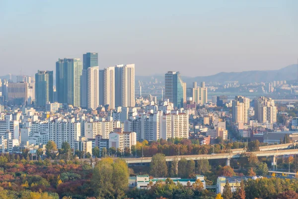 Seoul Coreia Novembro 2019 Vista Aérea Pôr Sol Edifícios Residenciais — Fotografia de Stock