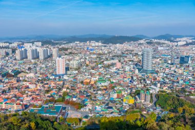 MOKPO, KOREA, NOVEMBER 6, 2019: Kore 'nin Yudal dağından Mokpo' nun havadan görünüşü