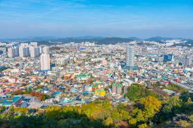 MOKPO, KOREA, NOVEMBER 6, 2019: Kore 'nin Yudal dağından Mokpo' nun havadan görünüşü