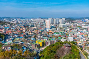MOKPO, KOREA, NOVEMBER 6, 2019: Kore 'nin Yudal dağından Mokpo' nun havadan görünüşü