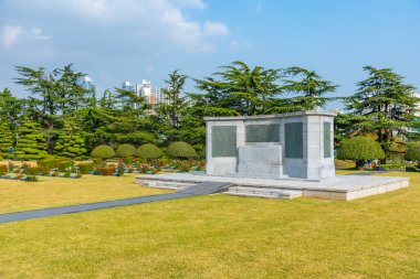 BUSAN, Kore, 29 Ekim 2019: Busan, Kore Cumhuriyeti 'ndeki Birleşmiş Milletler Anıt Mezarlığı