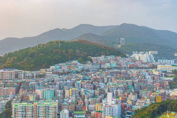 Busan Korea Oktober 2019 Sonnenuntergang Luftaufnahme Der Innenstadt Von Busan — Stockfoto