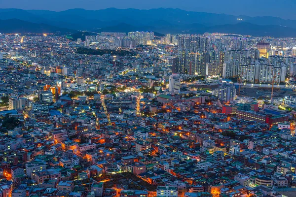 Daegu Korea Październik 2019 Nocny Widok Lotu Ptaka Centrum Daegu — Zdjęcie stockowe