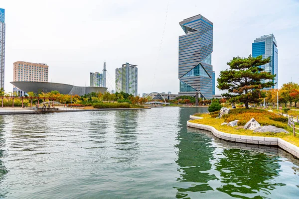 Incheon Korea Październik Października 2019 Tower Parku Centralnym Songdo Incheon — Zdjęcie stockowe