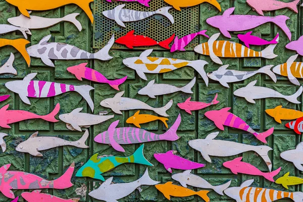Incheon Korea Październik Październik 2019 Znaki Ryb Ulicy Baśniowej Wiosce — Zdjęcie stockowe