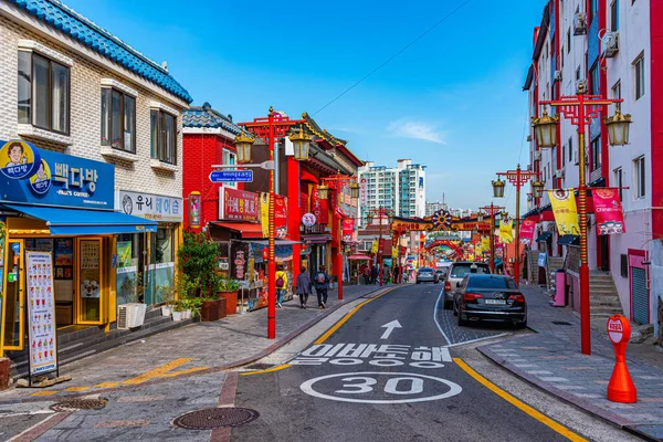 Incheon Korea Outubro 2019 Pessoas Estão Caminhando Pela Chinatown Incheon — Fotografia de Stock