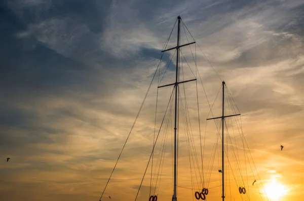 Barco Mar Con Puesta Sol — Foto de Stock