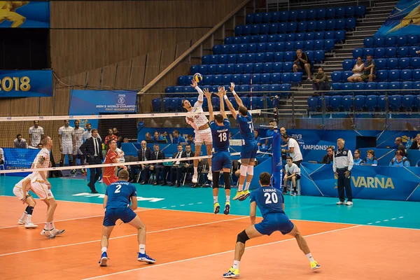 Varna Bulgária 2018 Vôlei Partida Entre Sérvia França Grupo Copa — Fotografia de Stock