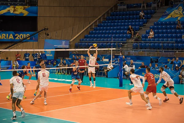 Varna Bulgária 2018 Vôlei Partida Entre Sérvia França Grupo Copa — Fotografia de Stock