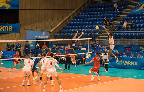 Varna Bulgaristan 2018 Sırbistan Fransa Arasında Voleybol Maçı Grubunda Dünya — Stok fotoğraf