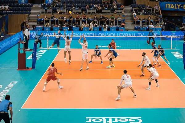 Varna Bulgária 2018 Vôlei Partida Entre Sérvia França Grupo Copa — Fotografia de Stock