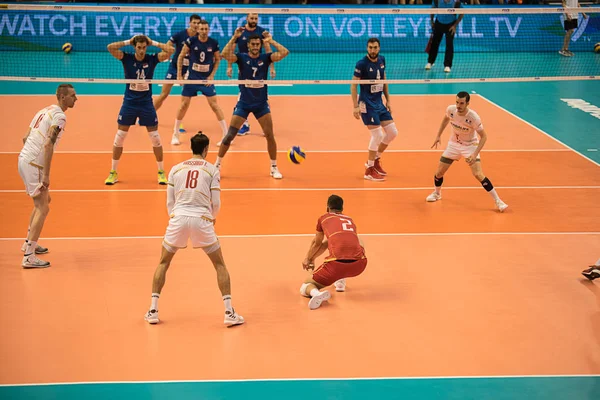 Varna Bulharsko 2018 Volejbal Zápas Mezi Srbskem Francie Skupině Mistrovství — Stock fotografie