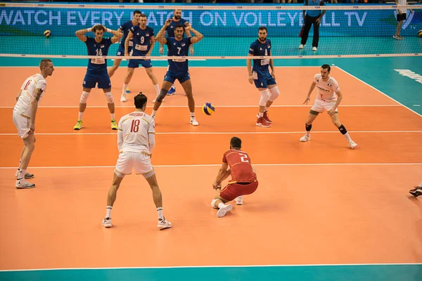 Varna Bulgária 2018 Vôlei Partida Entre Sérvia França Grupo Copa — Fotografia de Stock