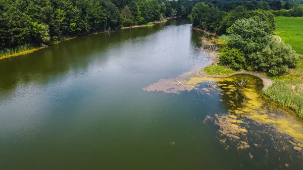 Natuurlandschap Met Rivieren Vanuit Lucht Beschoten — Stockfoto