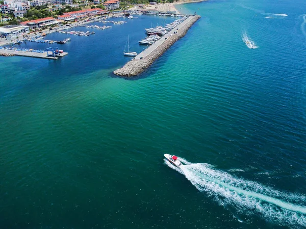 Fotografía Aérea Vista Panorámica Del Puerto Marítimo Sveti Vlas Bulgaria — Foto de Stock