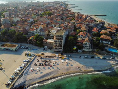 Bulgaristan 'ın Pomorie kentinin eski bir parçası, havadan vuruldu