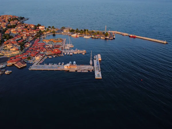 Παλιά Πόλη Nessebar Στη Βουλγαρία Πυροβολήθηκε Από Αέρος — Φωτογραφία Αρχείου