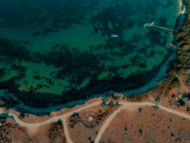 Yaz sahneleri havadan çekilmiş deniz ve sahil sahneleri