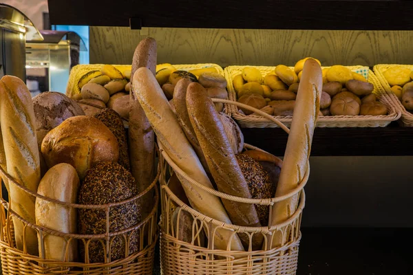 Vari Tipi Pane Nel Ristorante — Foto Stock