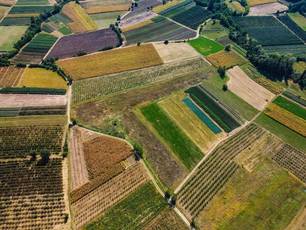 Campos Várias Cores Vista Aérea — Fotografia de Stock