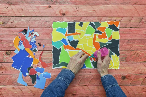 Eine Collage aus abstrakten Farben. moderner Hintergrund. Handgemenge — Stockfoto