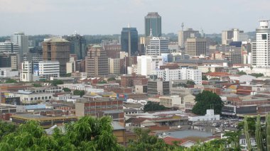  Harare, Zimbabwed, 15 Mart 2015. Yukarıda da görüleceği gibi merkezi iş bölgesine Harare manzarası.                              