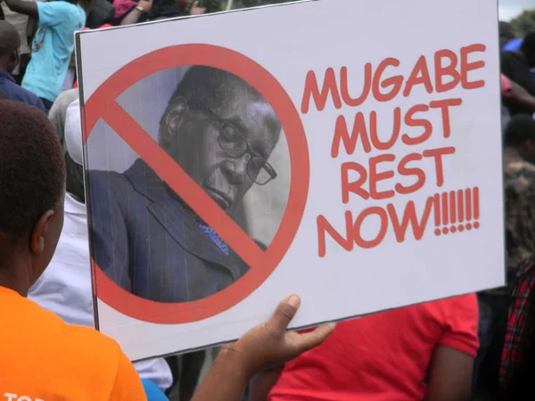 Хараре Зімбабве Листопада 2017 Року Плакат Дрімає Мугабе Під Час — стокове фото