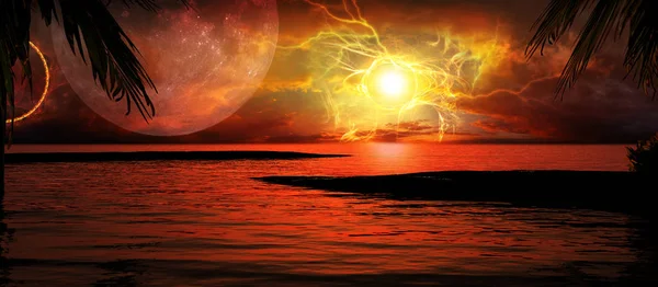 Sun flare over the ocean — Stock Photo, Image