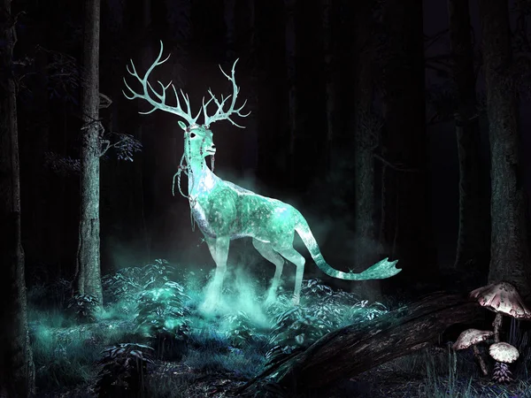 Magic deer in the forest — Stock Photo, Image