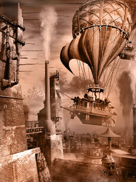 Balloons over factory