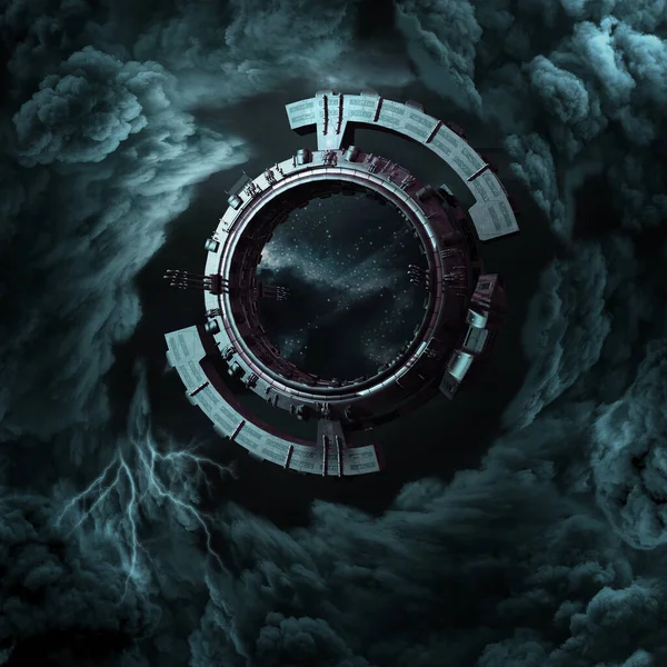 Cenário Espaço Exterior Com Stargate Nuvens Imagem De Stock