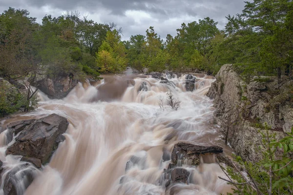 Grandes Cataratas Del Río Potomac Después Fuertes Lluvias Canal National — Foto de Stock