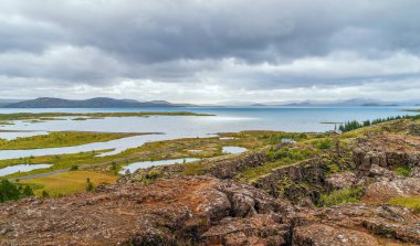 Görünümü, Thingvellir Milli Parkı İzlanda'nın altın daire içinde. Güneybatı İzlanda