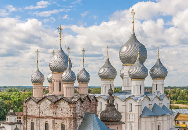 Vista Las Cúpulas Iglesia Del Kremlin Rostov Desde Plataforma Observación — Foto de Stock