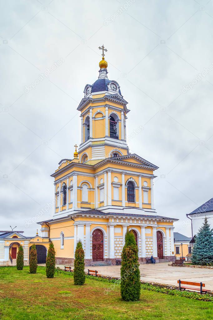 Church of the Three Great Saints in the bell tower.Vysotsky Mona