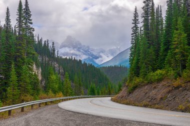 Yoho Vadisi yolundaki Stephen Dağı manzarası. Yoho Milli Parkı. Brit.
