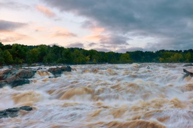  View of the Great Falls of the Potomac River after heavy rains  clipart