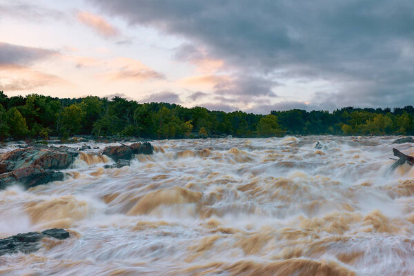  View of the Great Falls of the Potomac River after heavy rains 