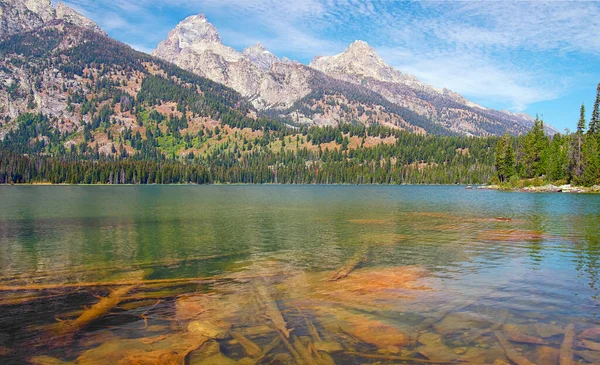 Vue Lac Taggart Des Montagnes Environnantes Dans Parc National Grand — Photo