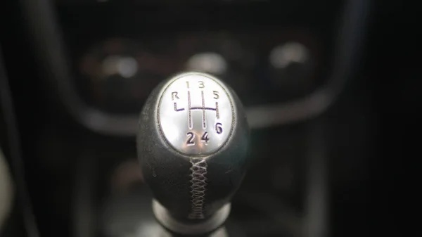 the shift lever of manual gearbox, closeup, selected focus