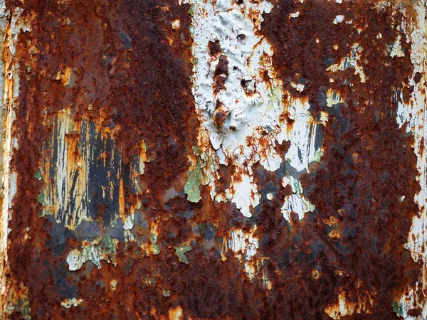Corroded metal background. Rusted white painted steel wall. — Stock Photo, Image