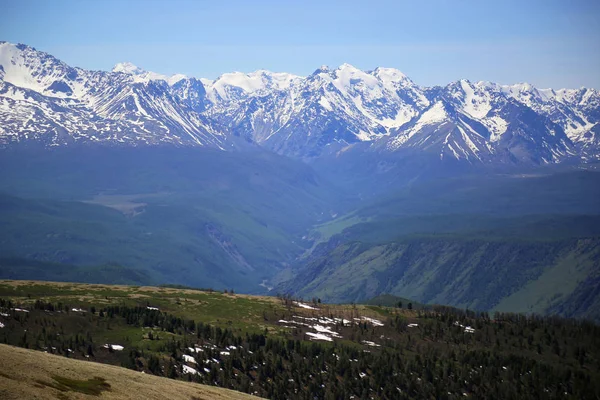 Vista Superior Las Montañas Altay Cubiertas Por Sno Imagen De Stock