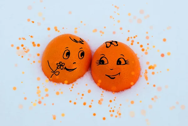 Dvě Světlé Láskyplném Pomeranče Romantická Duše — Stock fotografie