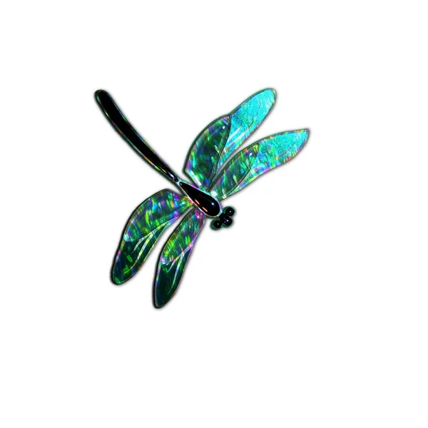 Glass dragonfly with effect of holography — Stock Photo, Image