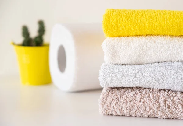 Clean Cotton Towels Paper Towels Light Background — Stock Photo, Image