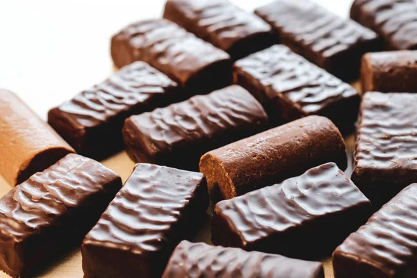 Chocolate Caramelos Fondo Macro Shot — Foto de Stock