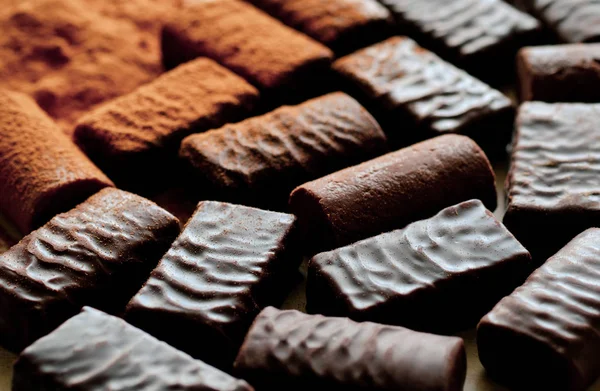 Chocolate Caramelos Fondo Macro Shot — Foto de Stock