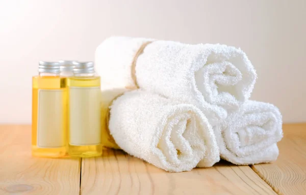 Rolled Cotton Towels Body Care Products — Stock Photo, Image